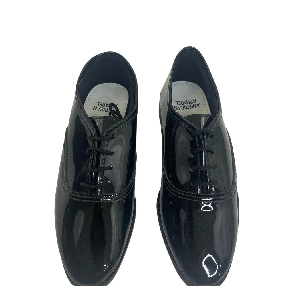 American Apparel Womens Black Patent Leather Lace‎ Up Classic Oxford Tap Shoes 5